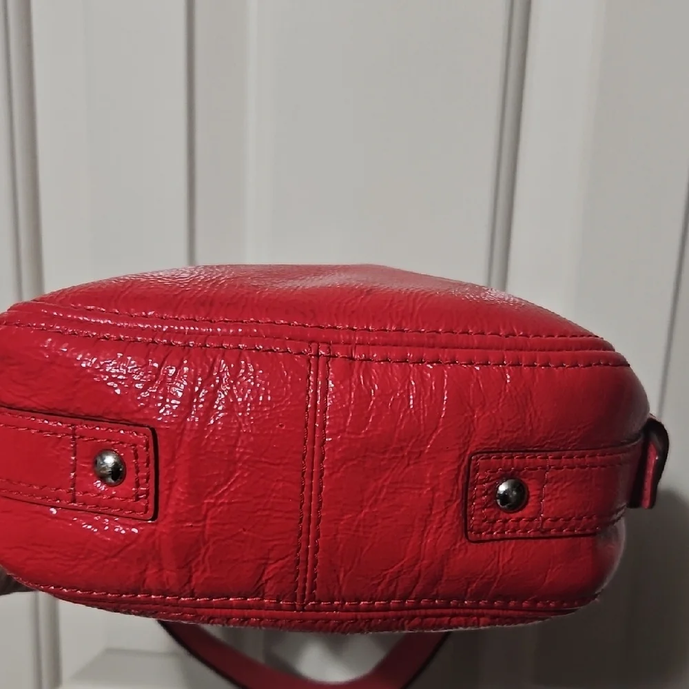 Coach patent Leather red Shoulder Bag Zoe EUC